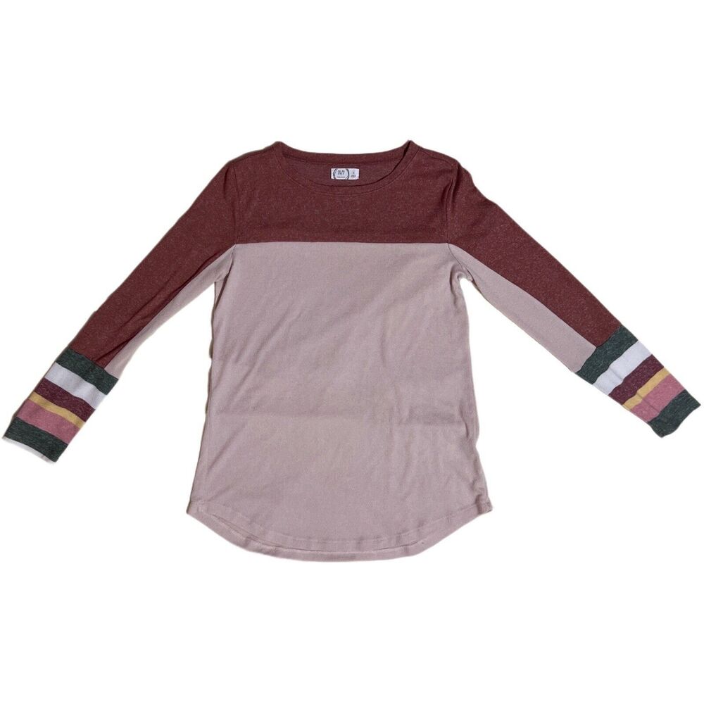 Maurices 24/7 Women’s Stripe Colorblock Light Knit Long Sleeve Tee Size S